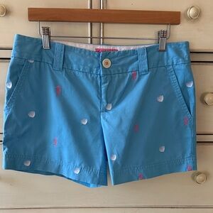 Lilly Pulitzer Blue Shorts with Pink and White Embroidery